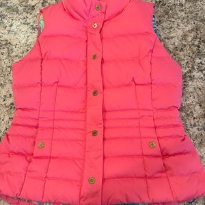 Lilly Pulitzer puffer vest, hot pink, L